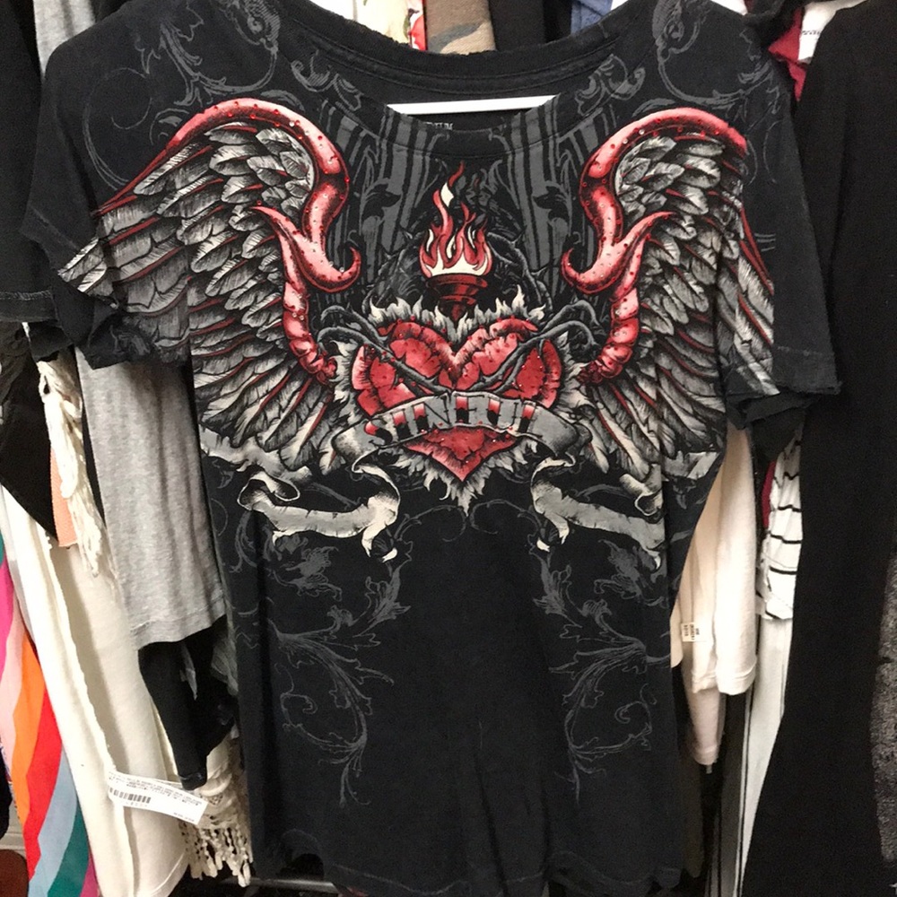 Distressed v neck
